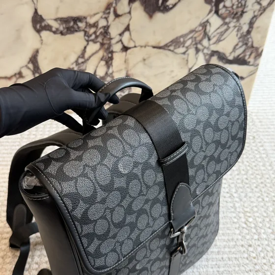 Coach Blaine Backpack In Signature Canvas Charcoal Black Backpack