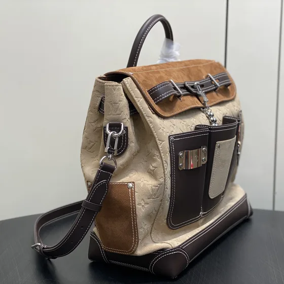 Louis Vuitton Beige Dark Brown Top Handle