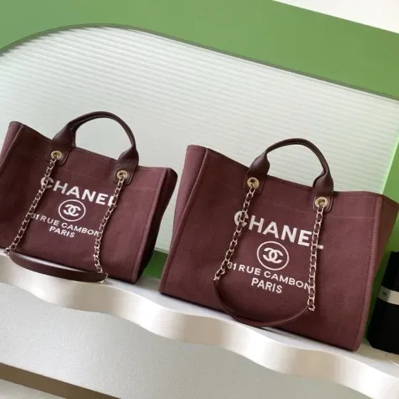 Chanel Deauville Tote Burgundy Tote Bag