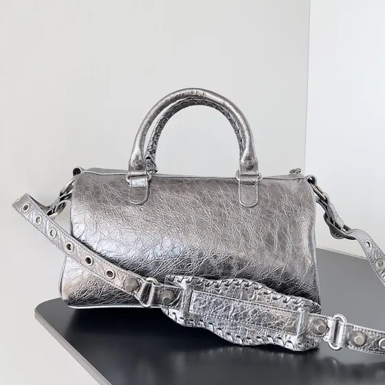 Balenciaga Le Cagole Duffle Bag Metallic Silver Top Handle