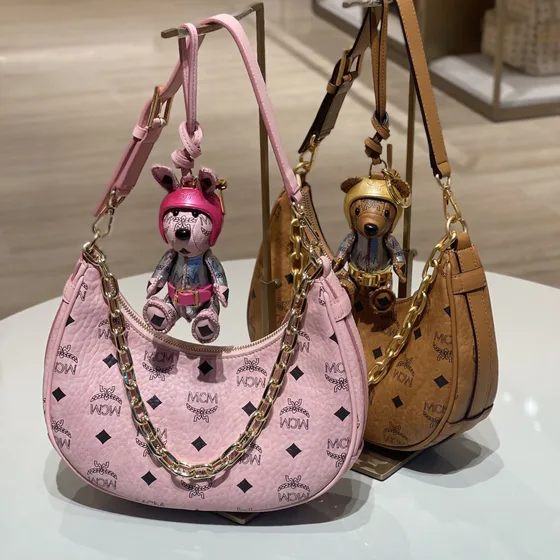 MCM Aren Hobo Bag Pink Hobo