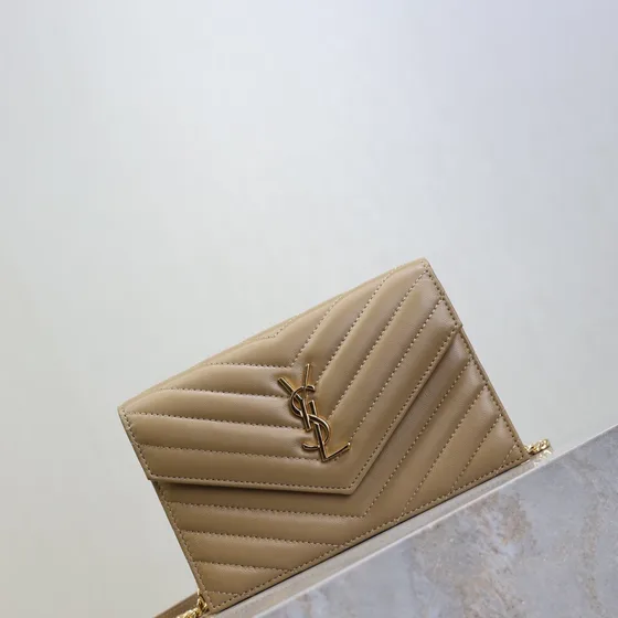 YSL Cassandre Matelass Flap Wallet Beige Wallet