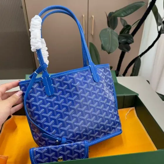 Goyard Anjou Mini Blue Tote Bag