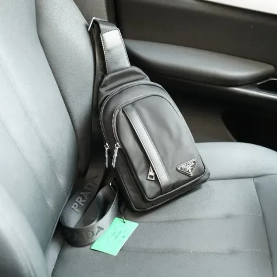 Prada Re-Nylon Sling Backpack Black Belt Bag