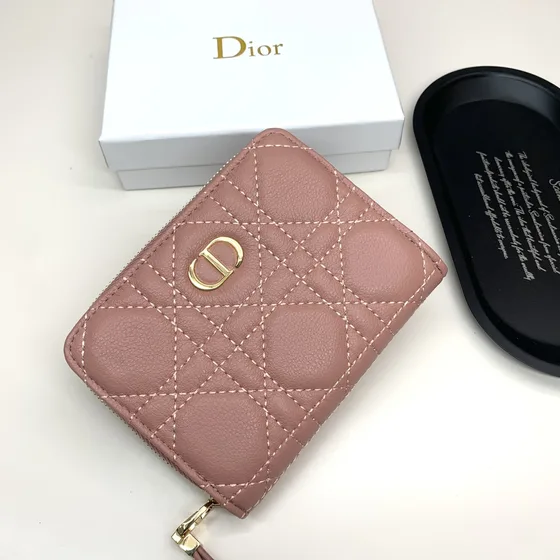 Dior Caro Zipped Compact Wallet Blush Pink Wallet