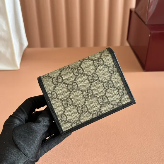 Gucci Horsebit 1955 Card Case Wallet Beige Ebony Wallet