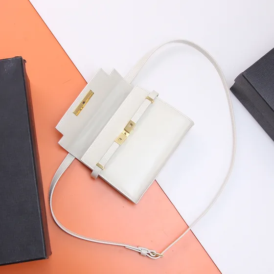 YSL Manhattan Phone Holder Crossbody Bag White Crossbody