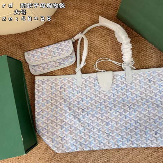 Goyard Saint Louis White Light Blue 40 Tote Bag