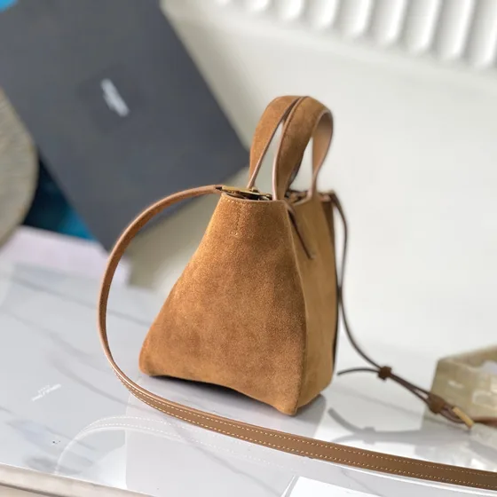 YSL Le Fermoir Small Tote Caramel Suede Top Handle