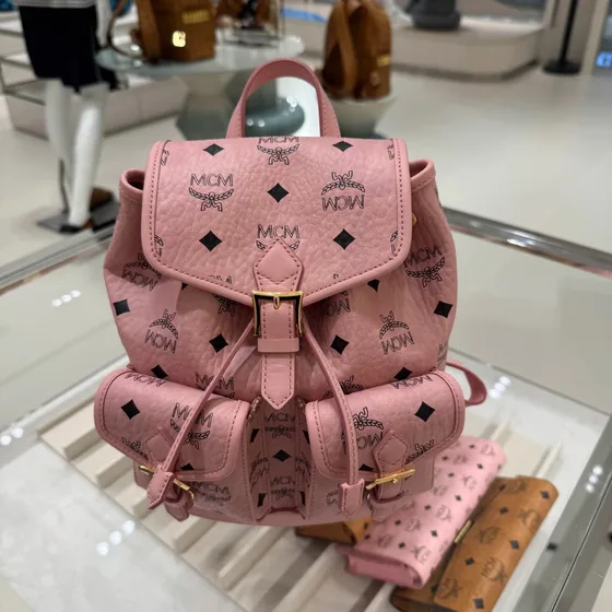 MCM Visetos Chain Backpack Pink Backpack