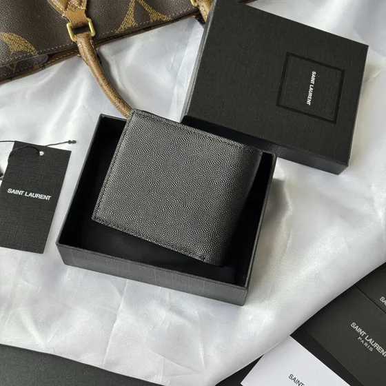 YSL Cassandre Matelassé Bi-Fold Brieftasche Schwarz Brieftasche