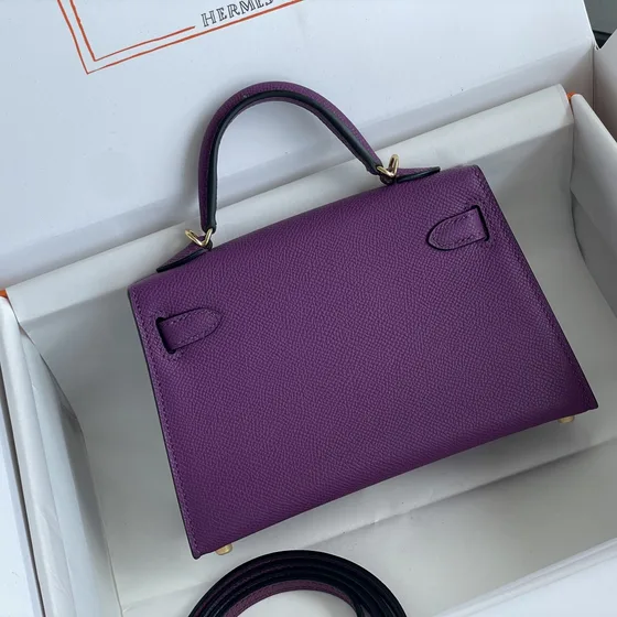 Hermes Mini Kelly Purple Top Handle