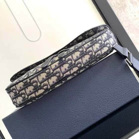 Dior Saddle Oblique Marineblå Sort messenger