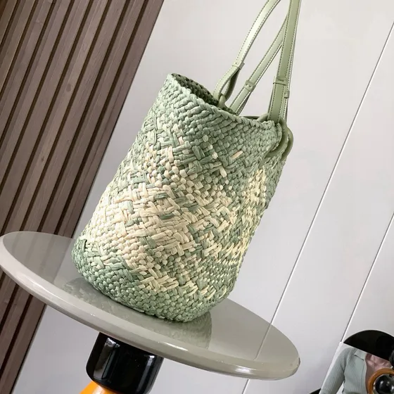 Loewe Anagram Basket Bag Light Green Beige Tote Bag