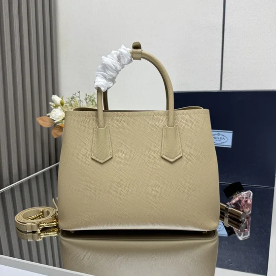 Prada Galleria Saffiano Leather Bag Beige Top Handle