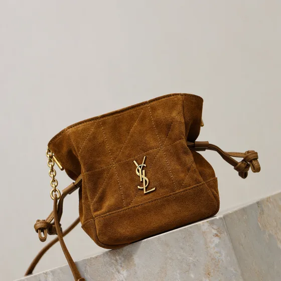 YSL Mini Jamie 4 3 Drawstring Bag Caramel Brown Crossbody