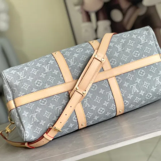 Louis Vuitton Keepall Bandouliere 45 Monogram Denim Blue 45 travel