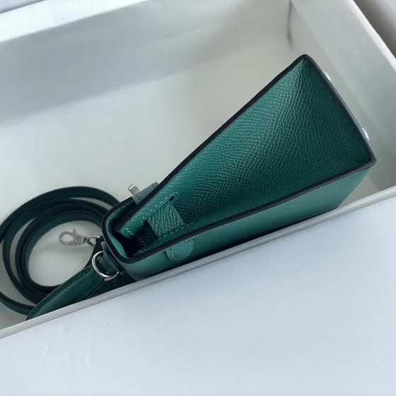 Hermes Mini Kelly Malachite Verde Alça superior