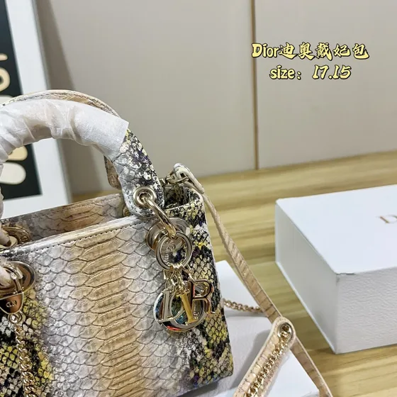 Dior Lady Dior Snake Print Multicolorido 17*15cm Alça superior