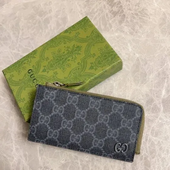 Gucci Gg Zip Card Case Dark Grey Grey Card Holder