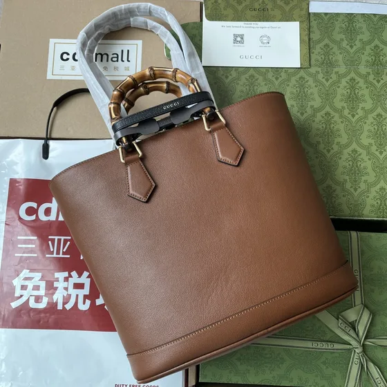Gucci Diana Bamboo Handle Tote Bag Brown Tote Bag
