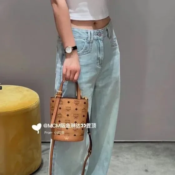 MCM Aren Mini Bucket Bag Cognac Top Handle