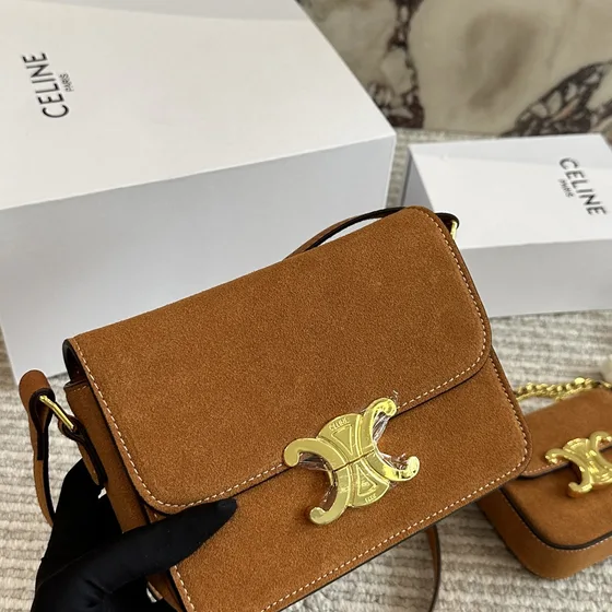 Celine Triomphe Brown Shoulder Bag