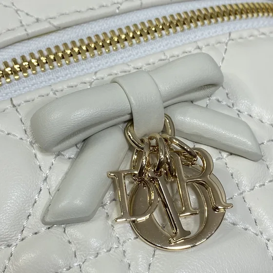 Dior Dior Small Lady Dior Vanity Case Wit Bovenhandgreep