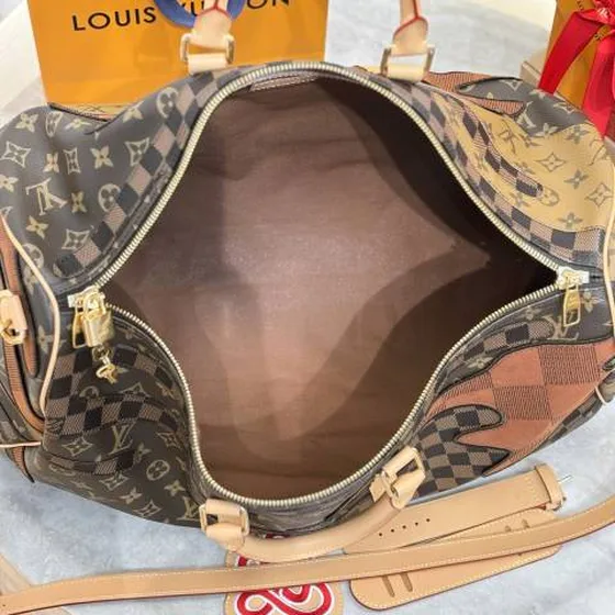 Louis Vuitton Keepall Bandouli re 50 Marron Monogram Damier patchwork 50 travel