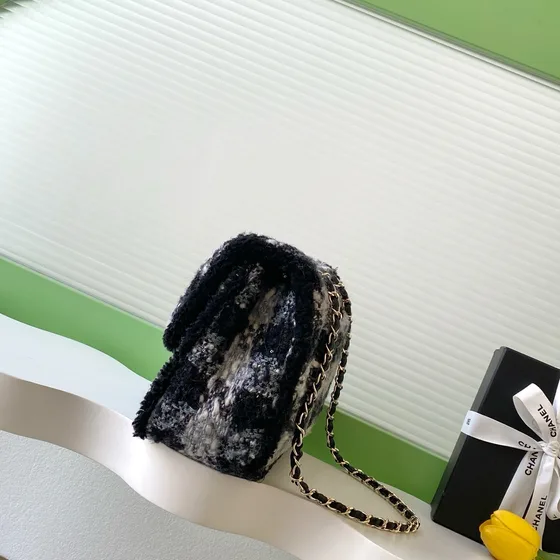 Chanel Classic Flap Black And Grey Flap Bag