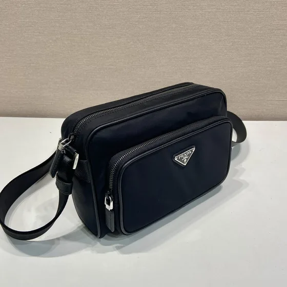 Prada Re-Nylon And Saffiano Leather Shoulder Bag Black Crossbody