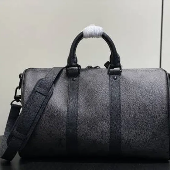 Louis Vuitton Keepall Bandouli re 35 black Monogram Midnight leather 35cm travel