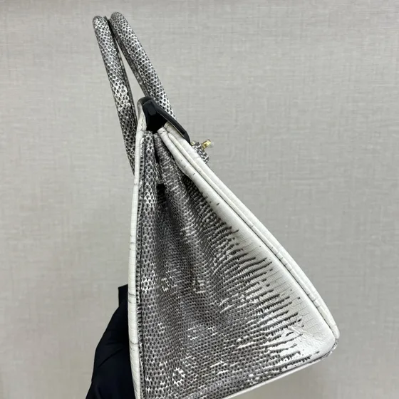 Hermes Birkin Gray Ombre Wit Bovenhandgreep