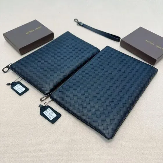 Bottega Veneta Intrecciato Document Pouch Navy Blue Clutch