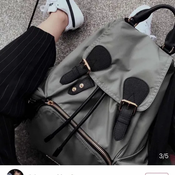 Burberry The Medium Rucksack In Technical Naylon And Deri Olive Yeşil Sırt çantası