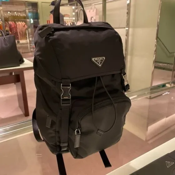 Prada Re-Nylon And Saffiano Leather Backpack Black Backpack