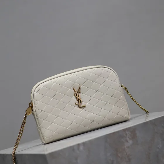 YSL Gaby Zipped Pouch With Chain สีขาว Crossbody