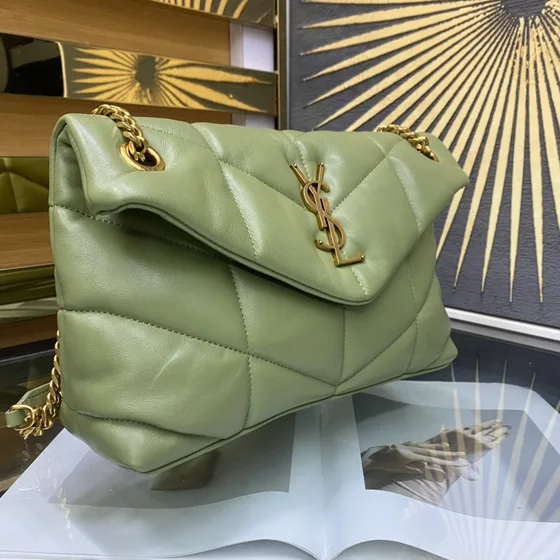 YSL Loulou Puffer Light Green Shoulder Bag