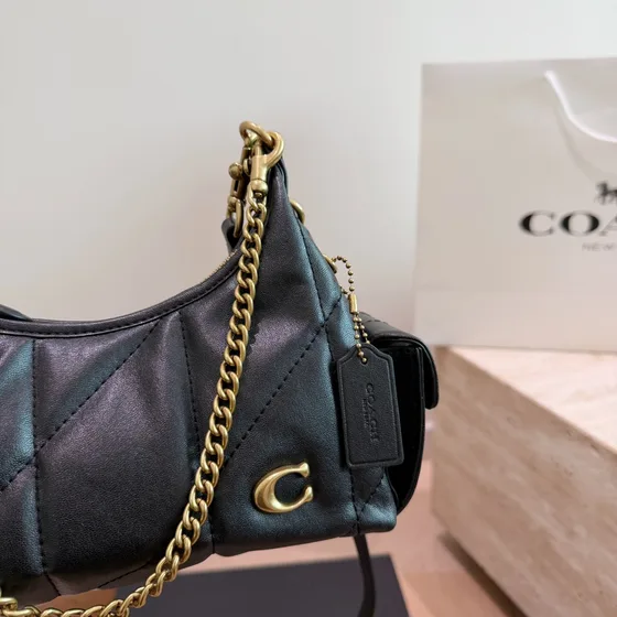 Coach Quilted Chain Crossbody Preto Crossbody