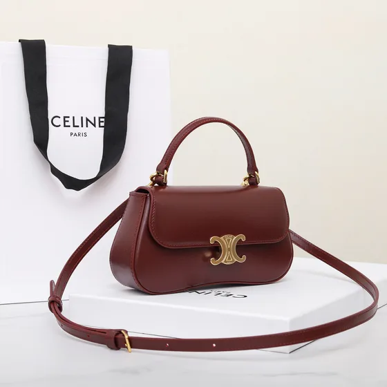 Celine Triomphe Merah anggur Top Handle