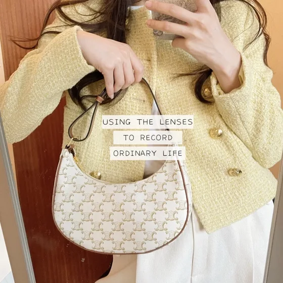 Celine Ava Triomphe White Beige Hobo