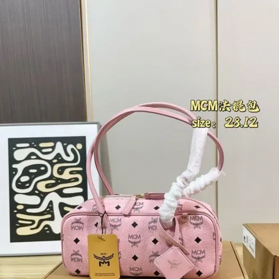 MCM Baguette Bag Pink 28 12cm Shoulder Bag