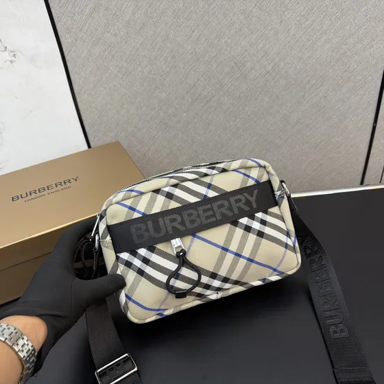 Burberry Check Crossbody Bag Multicolor Beige Black Plaid Crossbody