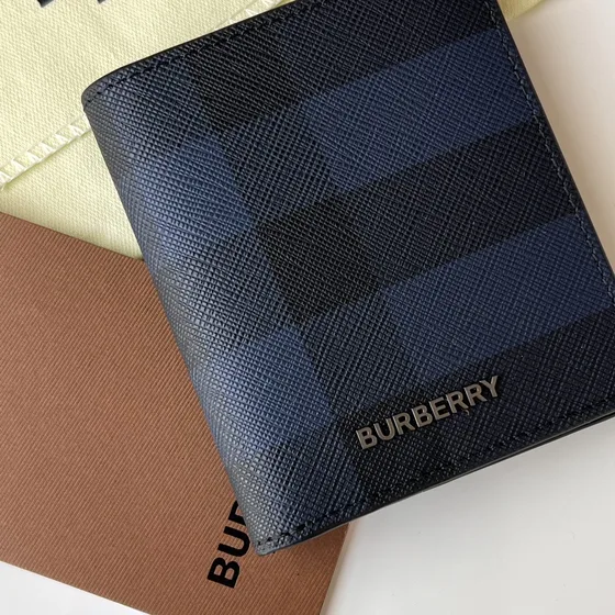 Burberry Check Bifold Tegnebog Marineblå/Sort Tegnebog