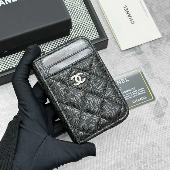 Chanel Cc Zip Card Holder Black Card Holder