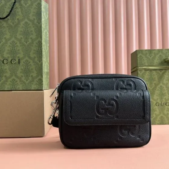 Gucci Jumbo Gg Small Messenger Bag Black Crossbody