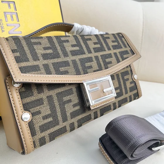 Fendi Baguette Soft Trunk Brown Crossbody