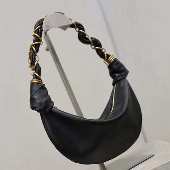 YSL Kulit Chain Hobo Bag Hitam Hobo