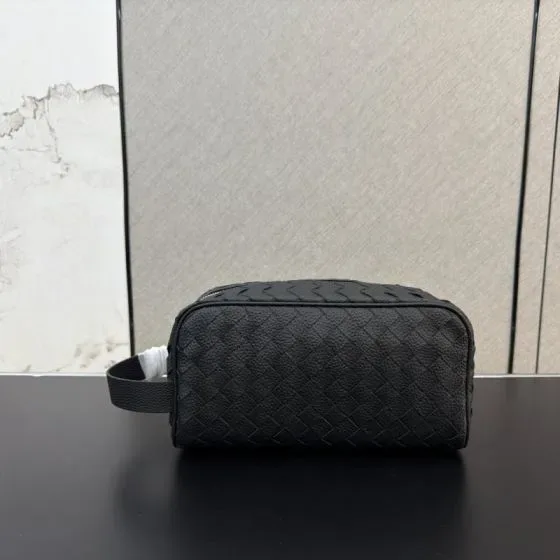Bottega Veneta Intrecciato Toiletry Case Black Pouch