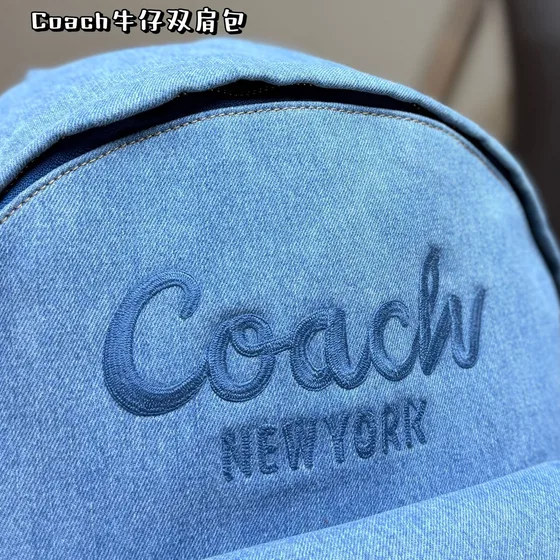 Coach New York Denim Backpack Light Blue Backpack